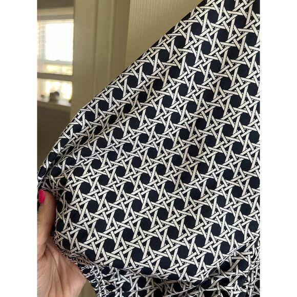 CHICO'S Navy White Cotton Poplin Basket Weave Tiered Maxi Dress Sz 3 US 16 - Picture 10 of 14